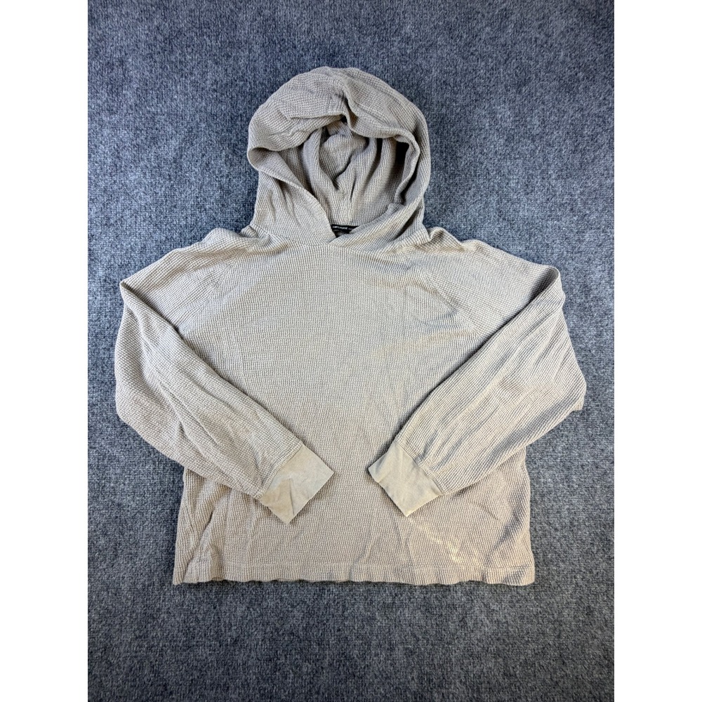 James Perse Waffle Knit Cotton Cashmere Hoodie Size 3 L Tan Beige